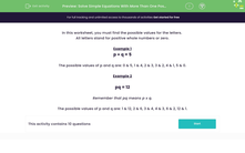 'Solve Simple Equations With More Than One Possible Answer' worksheet