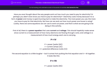 'Understand Electrical Power' worksheet