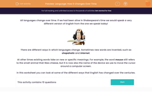 'Understand How Language Changes Over Time' worksheet