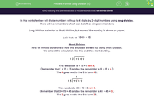 'Understand How to Use Formal Long Division' worksheet