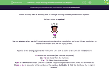 'Change Missing Number Problems into Algebra (1)' worksheet