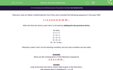 'Fibonacci Sequences' worksheet
