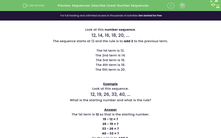 'Sequences: Describe Linear Number Sequences' worksheet