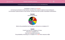 'Probability Spinners' worksheet