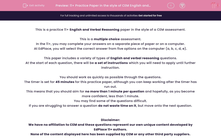 '11+ Practice Paper in the style of CEM English and Verbal Reasoning' worksheet