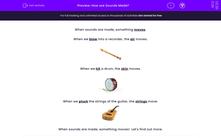 'Recognise How Sounds are Made by Musical Instruments' worksheet
