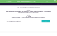 'Divide by 2, 3, 4, 5 and 10' worksheet