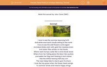 'Read Poetry to Analyse Meaning: 'Sonnet'' worksheet