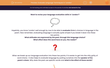 'Evaluate Language Techniques in 'London'' worksheet