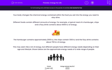 'Energy for Life' worksheet