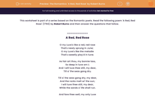 'The Romantics: 'A Red, Red Rose' by Robert Burns' worksheet