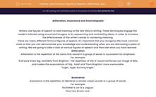 'Use Common Figures of Speech: Alliteration, Assonance and Onomatopoeia' worksheet