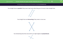 'Identify Line Types: Parallel, Perpendicular and Intersecting Lines' worksheet