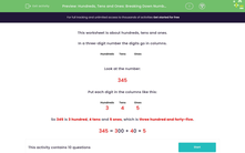 'Hundreds, Tens and Ones: Breaking Down Numbers (2)' worksheet