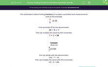 'Find Fractions of Numbers, Quantities and Measurements' worksheet