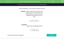 'Add and Subtract Simple Fractions' worksheet