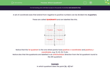 'Recognise the Quadrants in a Coordinate Grid' worksheet