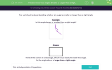 'Know Your Angles: Smaller or Larger Than a Right Angle?' worksheet