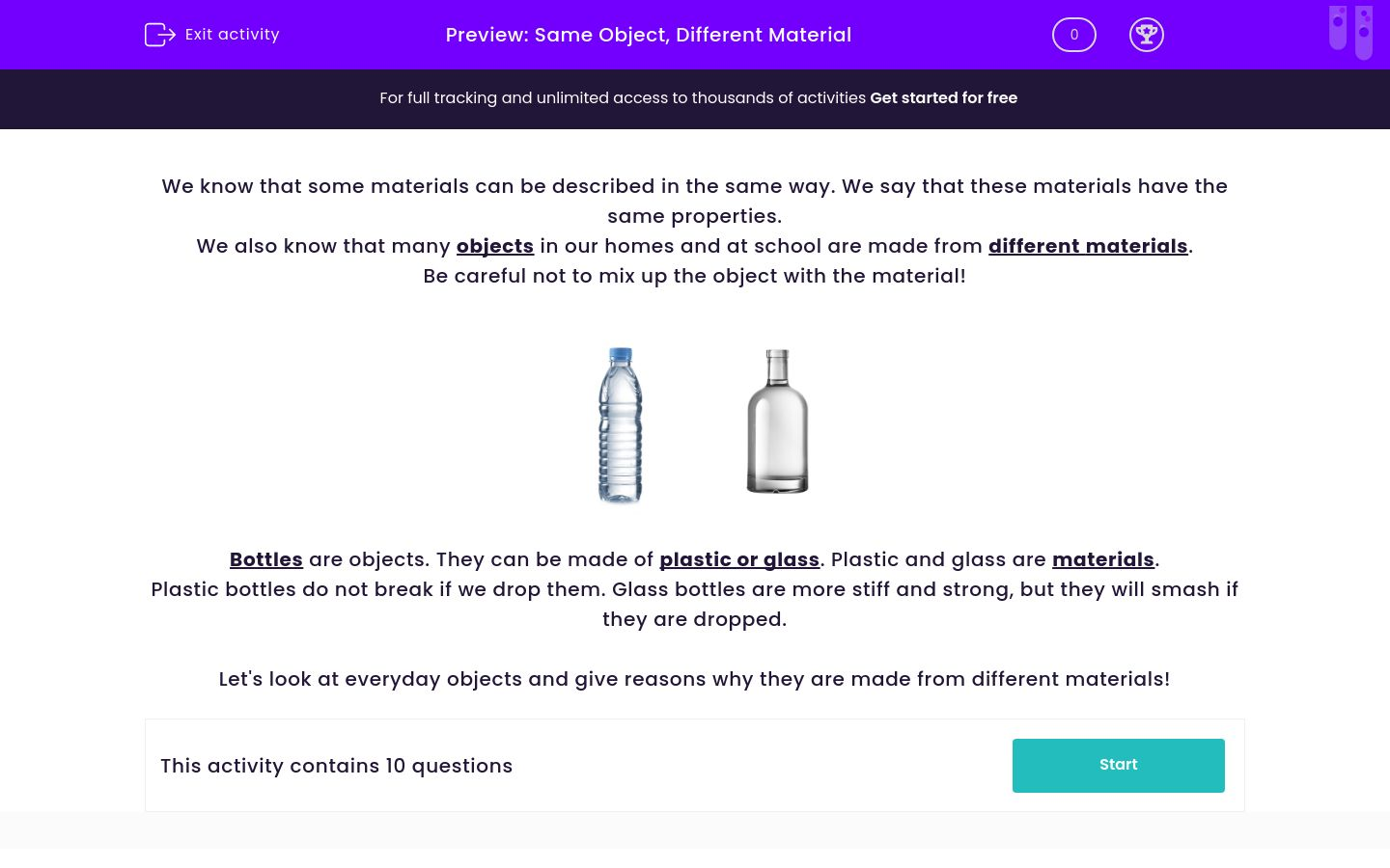Choose Different Materials to Make the Same Object Worksheet - EdPlace