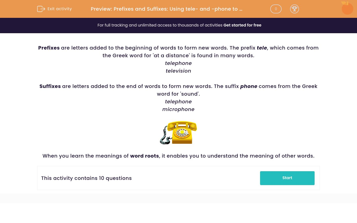 Use the Prefix Tele- and the Suffix -Phone to Form New Words Worksheet ...