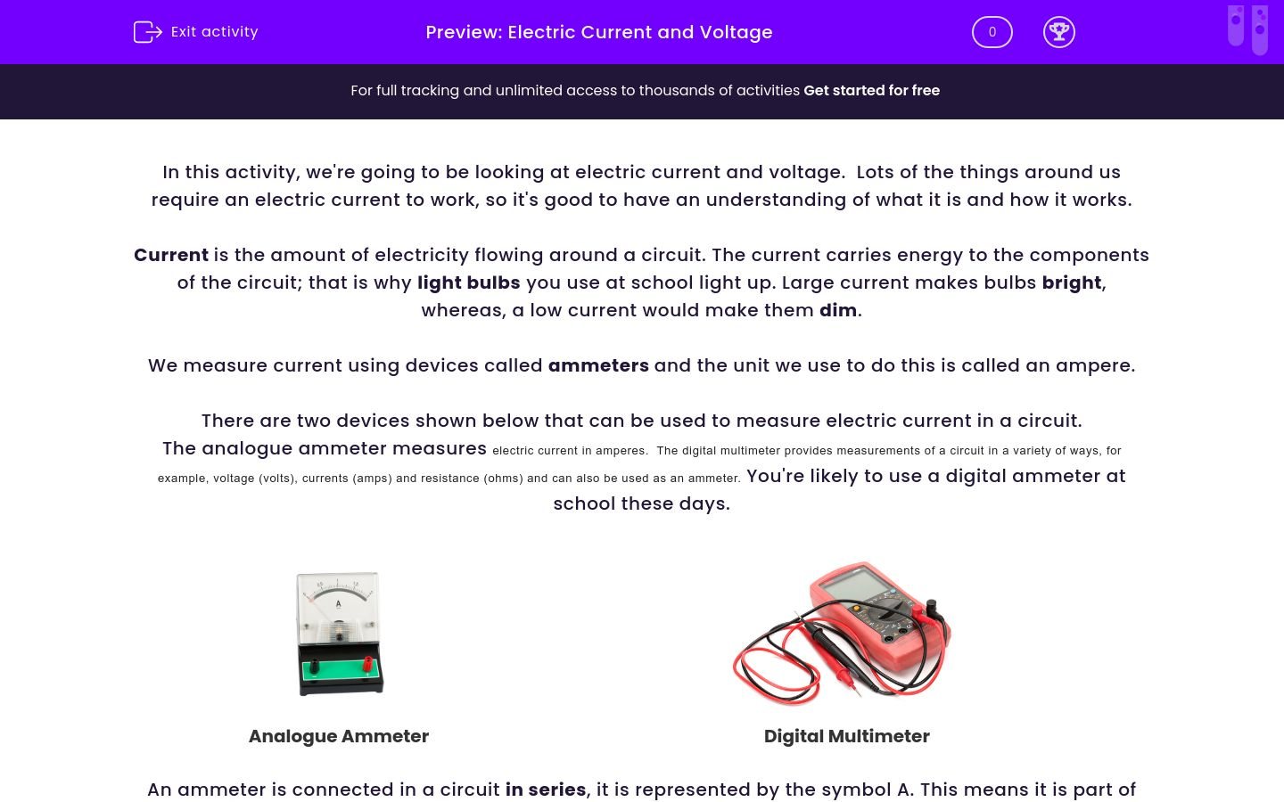 Look at Current, Voltage and Resistance Worksheet EdPlace