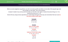 'Solve Simple Equations Involving Addition and Subtraction' worksheet