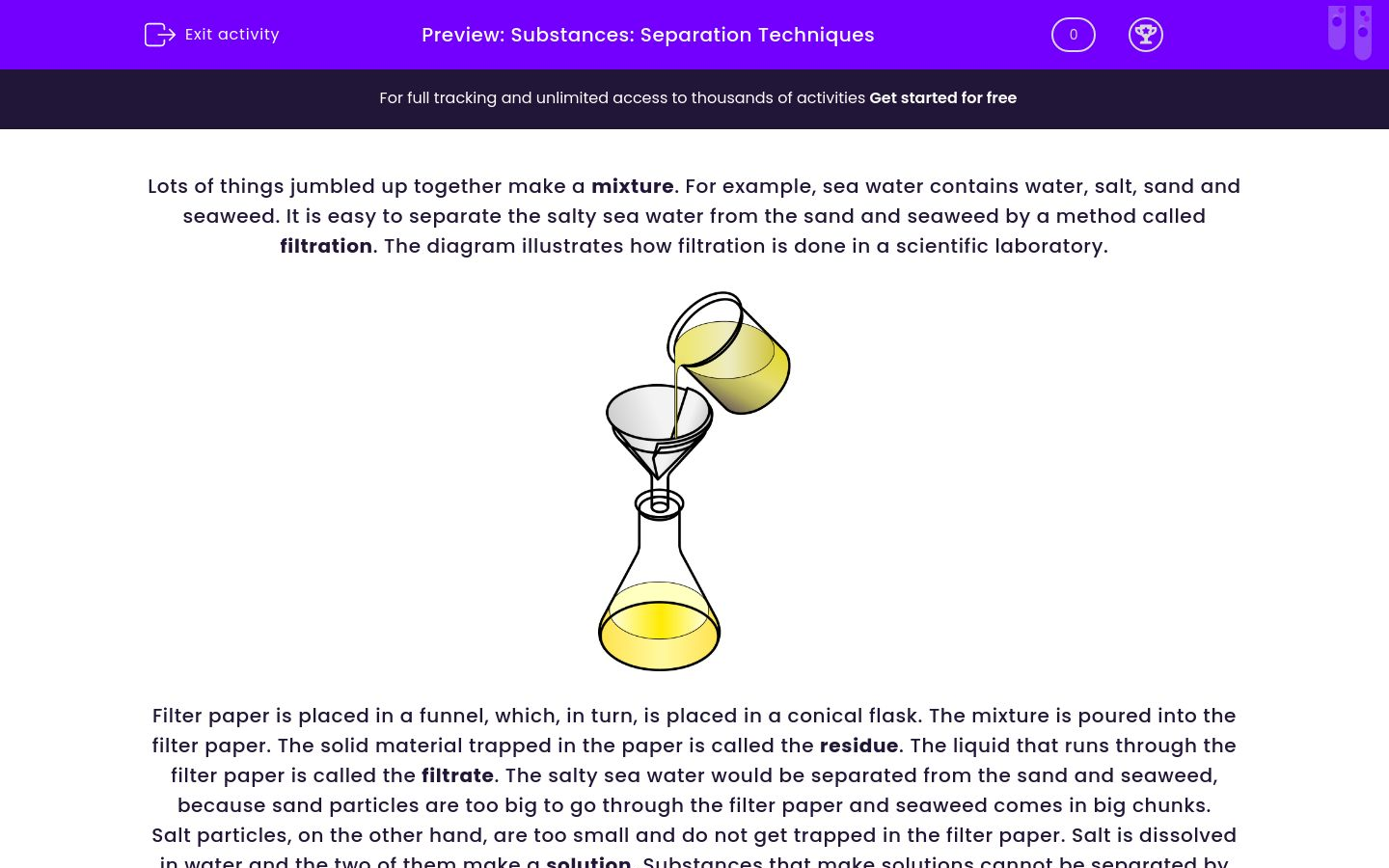 Learn About Filtration and Evaporation Worksheet EdPlace