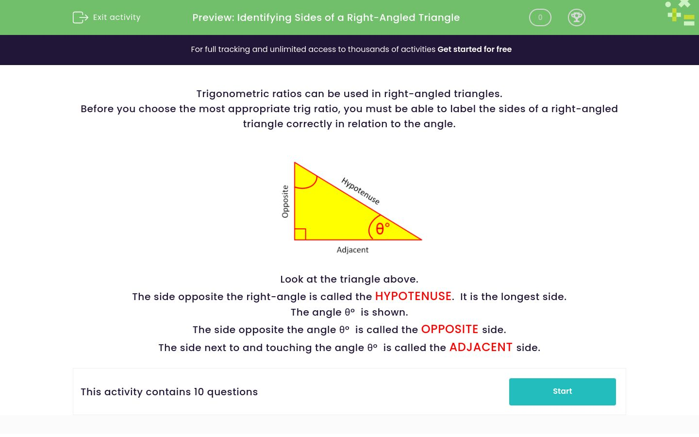 Identify the Sides of a Right-Angled Triangle Worksheet - EdPlace