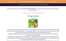'Read and Understand: 'The Ugly Duckling'' worksheet