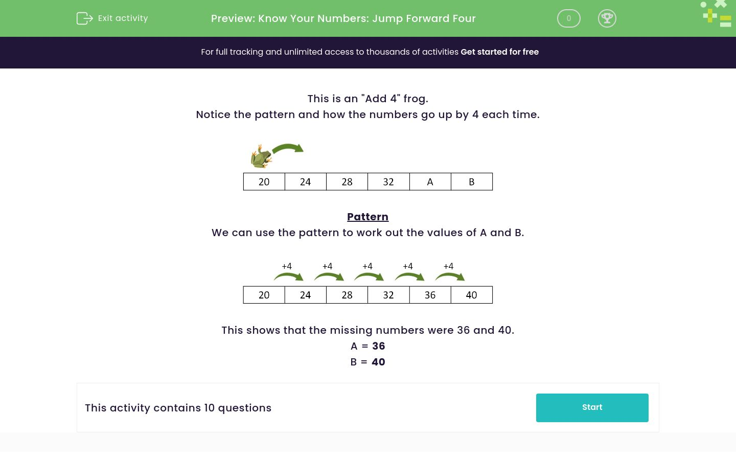 Jump Forward Four Numbers Worksheet - EdPlace