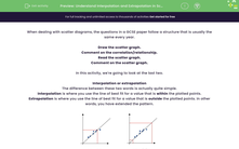 'Understand Interpolation and Extrapolation in Scatter Diagrams' worksheet