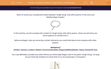 'Compare Content in 'Singh Song!' and other poems' worksheet