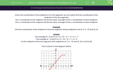 'Find the Coordinates of the Midpoint of a Line Segment' worksheet