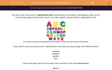 'Use Dictionaries: Revise Alphabet Order 2' worksheet