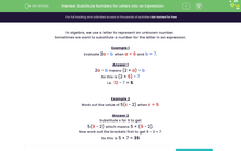 'Substitute Numbers for Letters into an Expression' worksheet