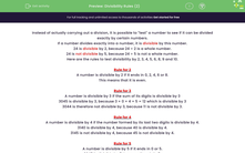 'Know The Rules for Divisibility' worksheet