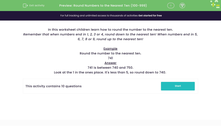 'Round Numbers to the Nearest Ten (100-999)' worksheet