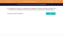 'Emotive Language' worksheet