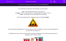 'Understand the Fire Triangle' worksheet