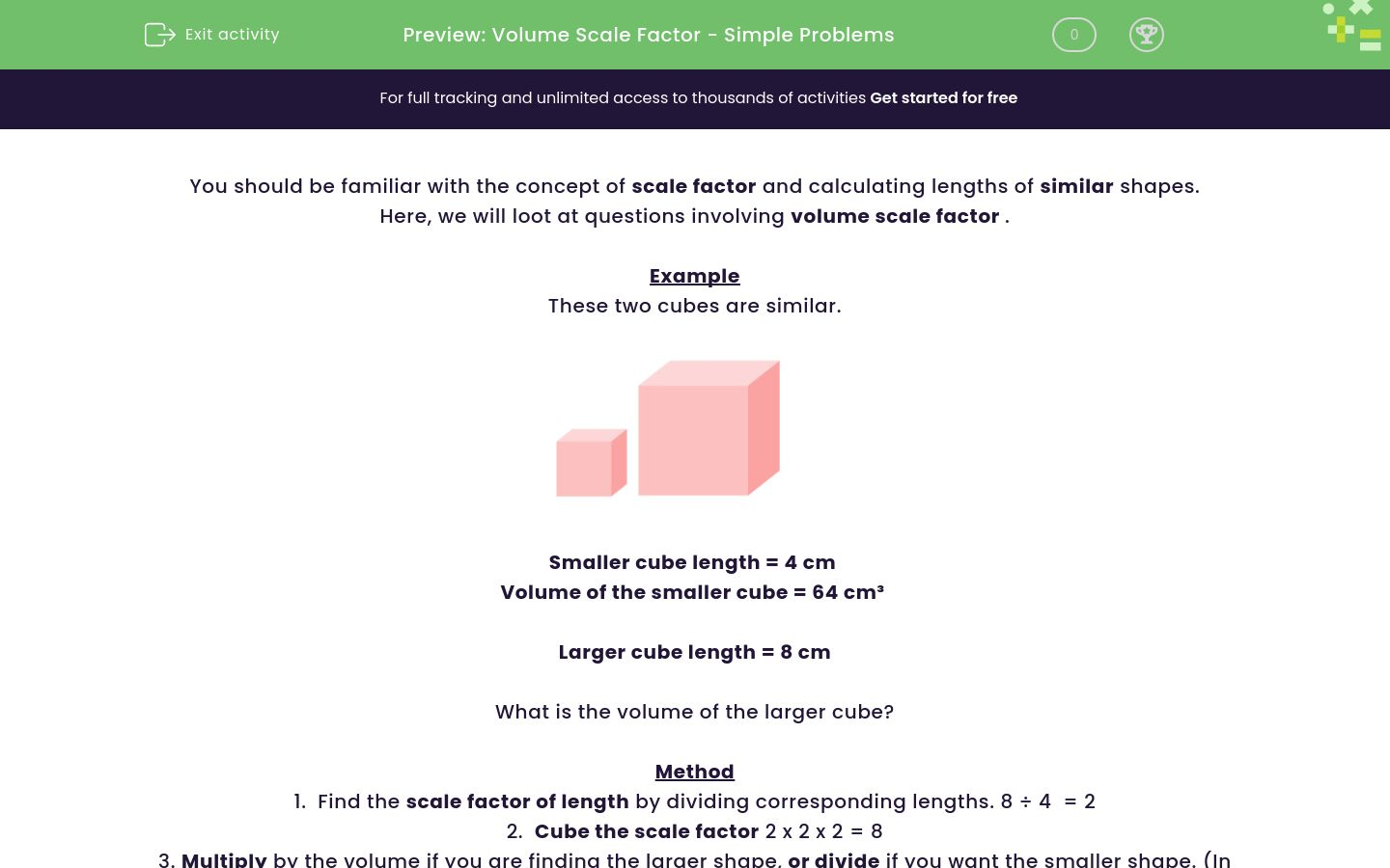 Use Volume Scale Factors to Solve Problems Worksheet - EdPlace