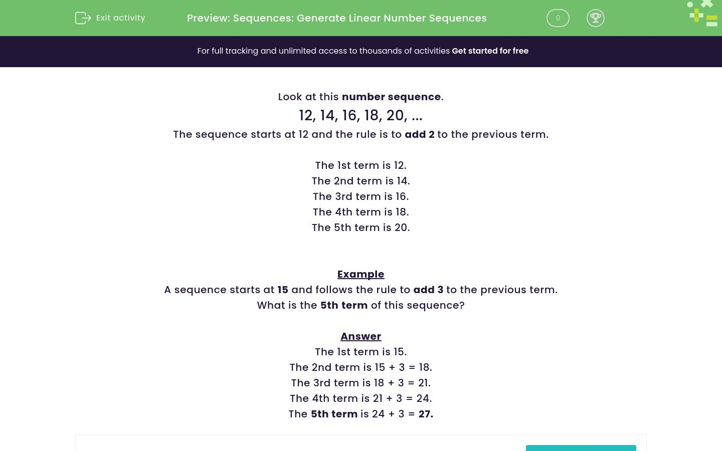 sequences-generate-linear-number-sequences-worksheet-edplace