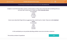 'Identify Different Types of Noun' worksheet