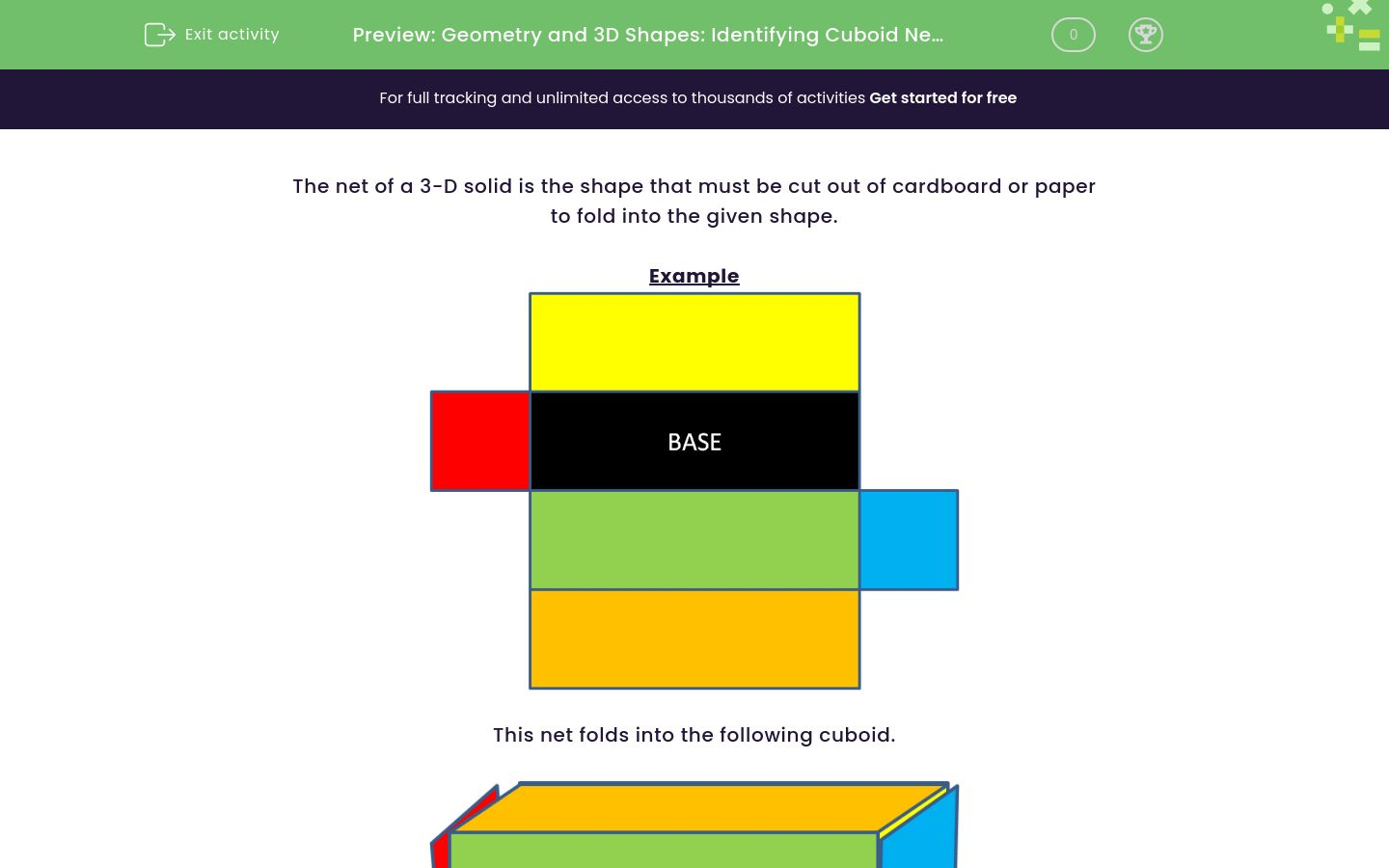 Identify Nets of Cuboids Worksheet EdPlace