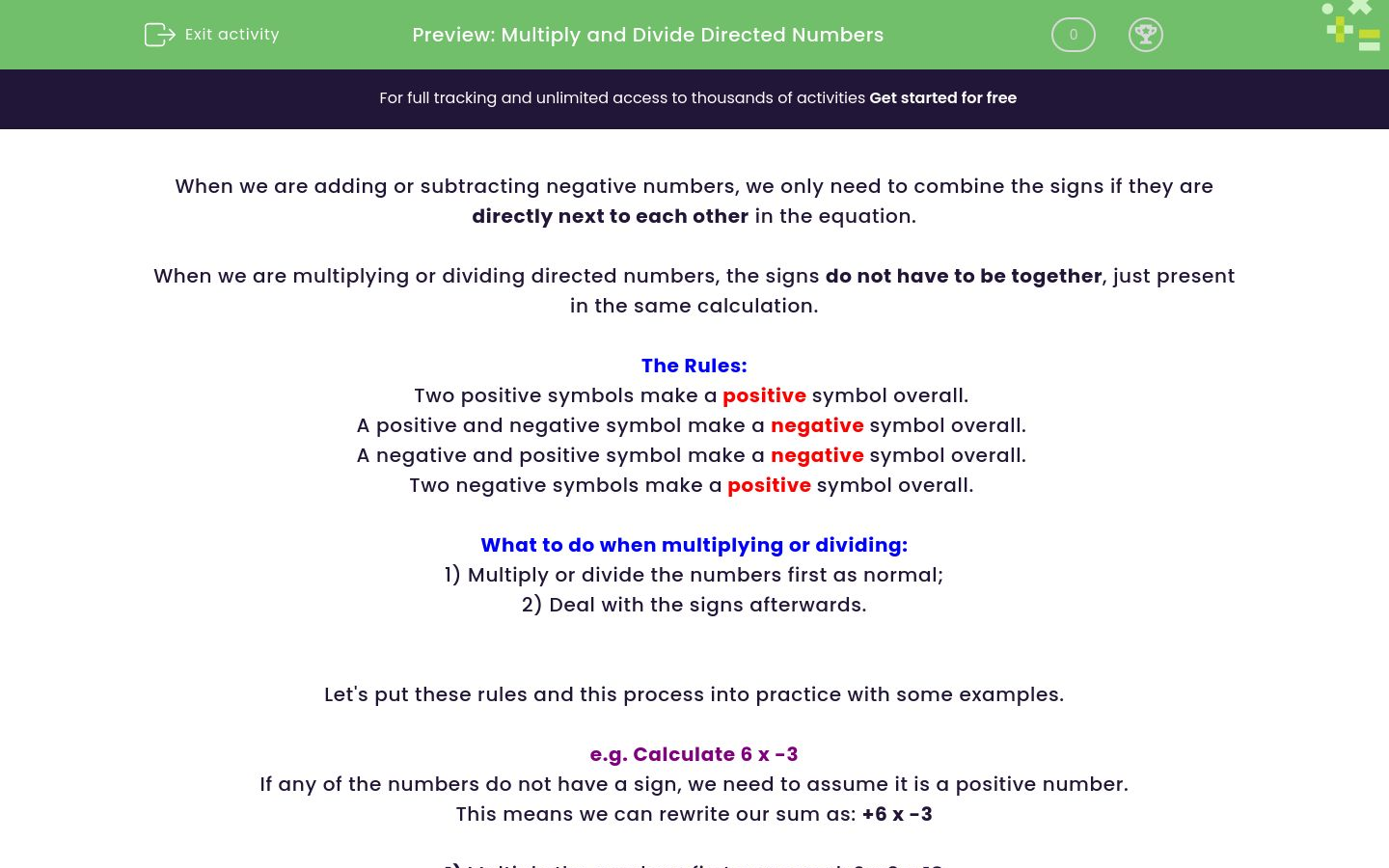 Multiply and Divide Directed Numbers Worksheet - EdPlace