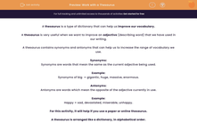 'Work with a Thesaurus' worksheet