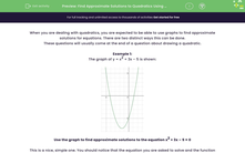 'Find Approximate Solutions to Quadratics Using a Graph' worksheet