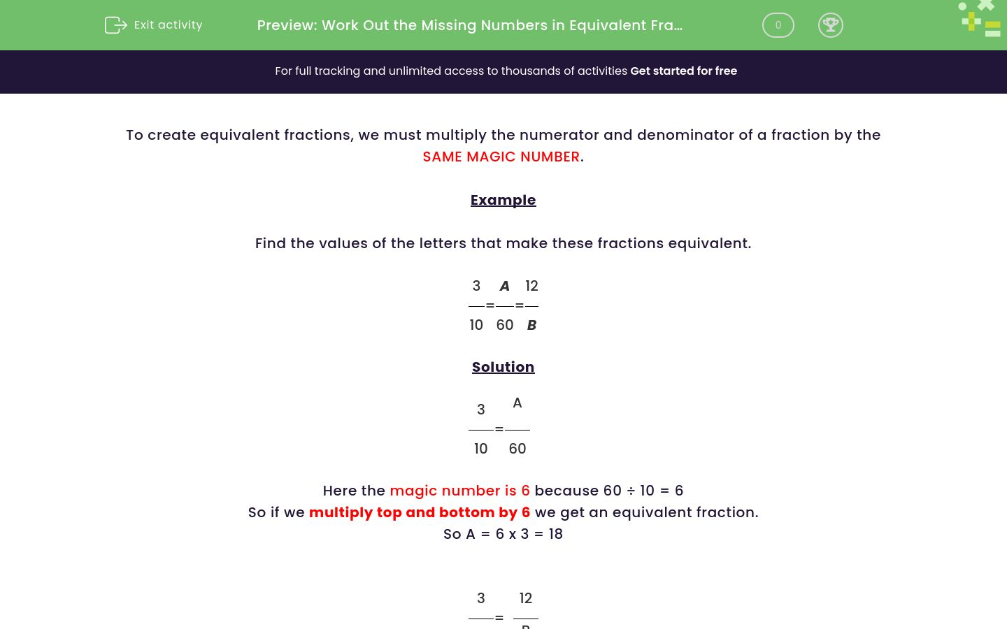 Work Out the Missing Numbers in Equivalent Fractions Worksheet - EdPlace