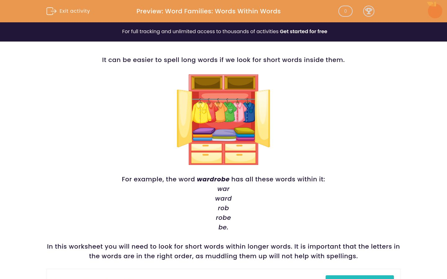 Learn to Look for Words Within Words Worksheet - EdPlace