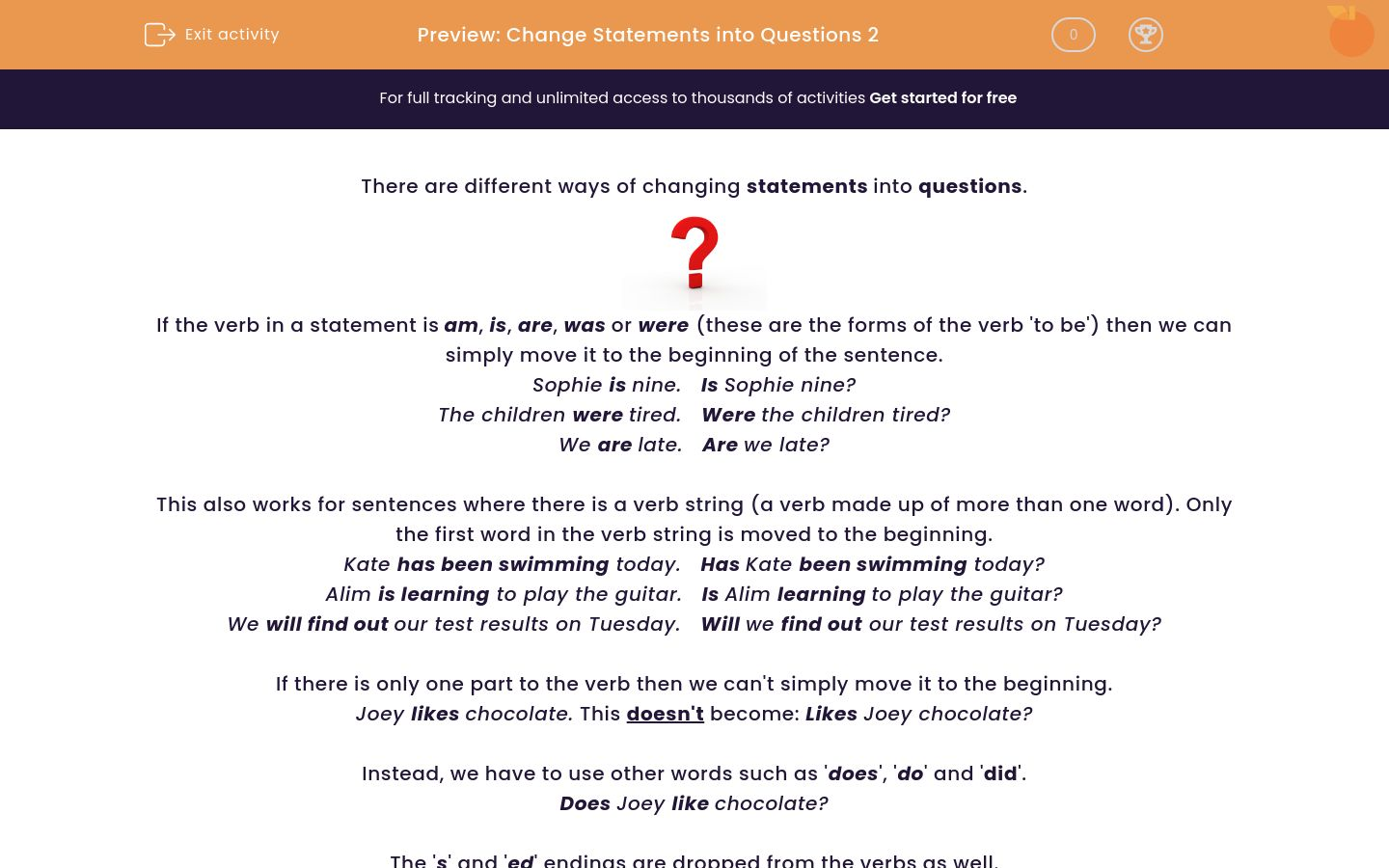 Change Statements Into Questions 2 Worksheet EdPlace