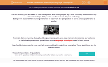 'Understand and Analyse Language Technique in 'Remains' and 'War Photographer'' worksheet